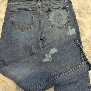 Womens GAP BLEACHED Sunflower Butterfly Jeans 8